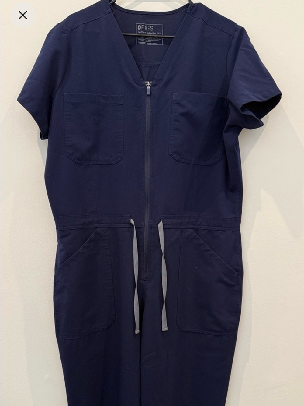 NAVY Short-Sleeve Zip Jumpsuit